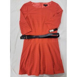 Tahari Arthur Levine Women's NEW Orange Dress Bright Coral Charlene Size 12 belt